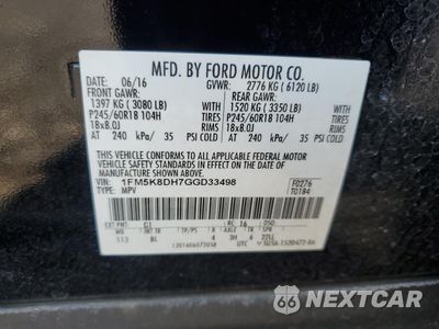 Zdjęcie 13 z 13 samochodu: 2016 FORD EXPLORER XLT VIN:1FM5K8DH7GGD33498 - miniatura
