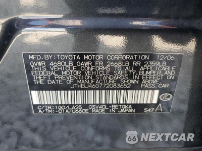 Zdjęcie 12 z 12 samochodu: 2007 LEXUS ES 350 VIN:JTHBJ46G772083652 - miniatura