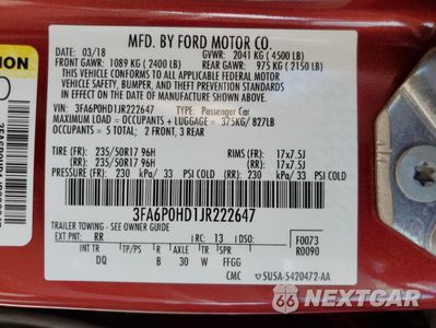 Zdjęcie 14 z 14 samochodu: 2018 FORD FUSION SE VIN:3FA6P0HD1JR222647 - miniatura