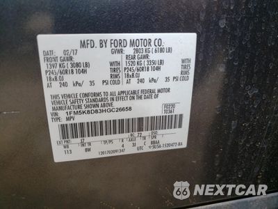 Zdjęcie 14 z 14 samochodu: 2017 FORD EXPLORER XLT VIN:1FM5K8D83HGC26658 - miniatura