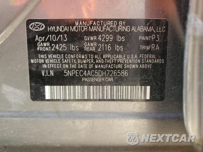 Zdjęcie 13 z 13 samochodu: 2013 HYUNDAI SONATA SE VIN:5NPEC4AC5DH726586 - miniatura
