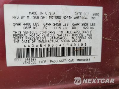 Zdjęcie 12 z 12 samochodu: 2004 MITSUBISHI GALANT LS HIGH VIN:4A3AB46S64E049109 - miniatura