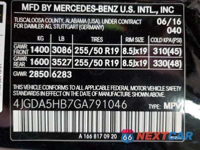 Zdjęcie 14 z 14 samochodu: 2016 MERCEDES-BENZ GLE 350 4MATIC VIN:4JGDA5HB7GA791046 - miniatura