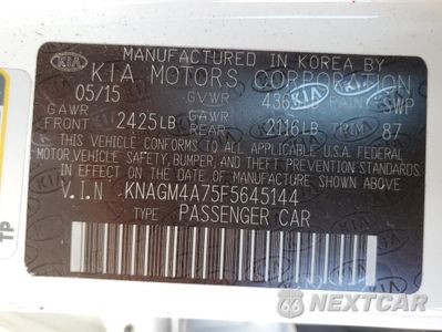 Zdjęcie 13 z 13 samochodu: 2015 KIA OPTIMA LX VIN:KNAGM4A75F5645144 - miniatura