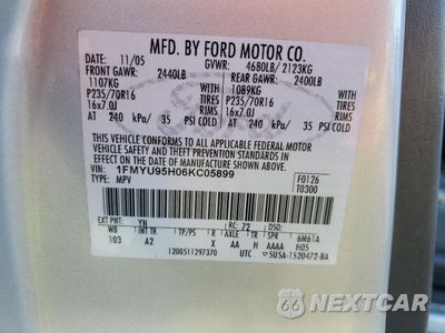 Zdjęcie 13 z 13 samochodu: 2006 FORD ESCAPE HEV VIN:1FMYU95H06KC05899 - miniatura