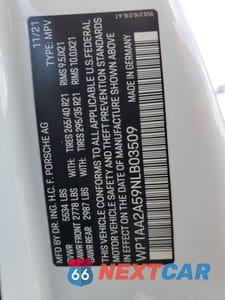 Zdjęcie 13 z 13 samochodu: 2022 PORSCHE MACAN VIN:WP1AA2A59NLB03509 - miniatura
