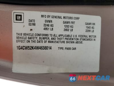 Zdjęcie 13 z 13 samochodu: 1998 BUICK PARK AVENUE VIN:1G4CW52K4W4638014 - miniatura