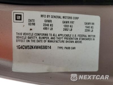 Zdjęcie 13 z 13 samochodu: 1998 BUICK PARK AVENUE VIN:1G4CW52K4W4638014 - miniatura
