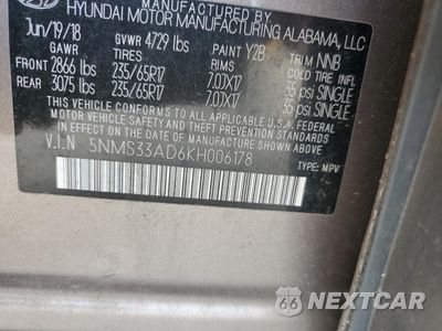 Zdjęcie 12 z 12 samochodu: 2019 HYUNDAI SANTA FE SEL VIN:5NMS33AD6KH006178 - miniatura