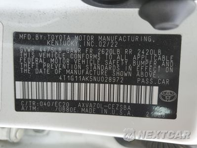 Zdjęcie 14 z 14 samochodu: 2022 TOYOTA CAMRY SE VIN:4T1G11AK5NU028972 - miniatura