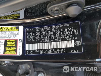 Zdjęcie 12 z 12 samochodu: 2021 TOYOTA CAMRY SE VIN:4T1G11AK4MU470656 - miniatura