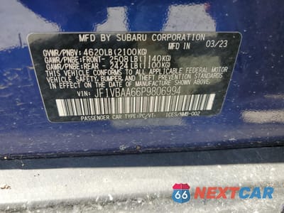 Zdjęcie 12 z 12 samochodu: 2023 SUBARU WRX VIN:JF1VBAA66P9806994 - miniatura