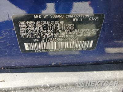 Zdjęcie 12 z 12 samochodu: 2023 SUBARU WRX VIN:JF1VBAA66P9806994 - miniatura