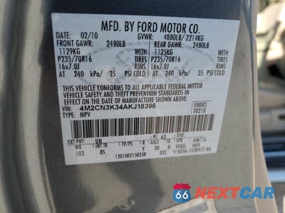 Zdjęcie 13 z 13 samochodu: 2010 MERCURY MARINER HYBRID VIN:4M2CN3K34AKJ18396 - miniatura