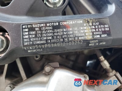 Zdjęcie 9 z 10 samochodu: 2007 SUZUKI SV650 VIN:JS1VP53A972103252 - miniatura