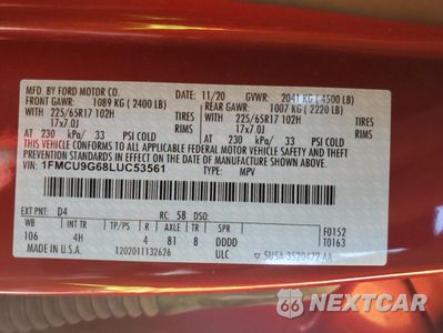 Zdjęcie 15 z 15 samochodu: 2020 FORD ESCAPE SE VIN:1FMCU9G68LUC53561 - miniatura