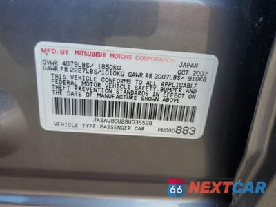 Zdjęcie 12 z 14 samochodu: 2008 MITSUBISHI LANCER GTS VIN:JA3AU86U28U035529 - miniatura