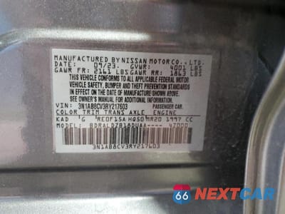 Zdjęcie 14 z 14 samochodu: 2024 NISSAN SENTRA SV VIN:3N1AB8CV3RY217603 - miniatura