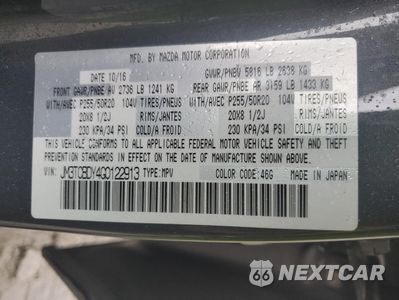 Zdjęcie 14 z 14 samochodu: 2016 MAZDA CX-9 GRAND TOURING VIN:JM3TCBDY4G0122913 - miniatura