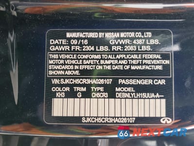 Zdjęcie 14 z 14 samochodu: 2017 INFINITI QX30 BASE VIN:SJKCH5CR3HA026107 - miniatura