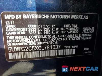 Zdjęcie 14 z 14 samochodu: 2012 BMW X6 XDRIVE35I VIN:5UXFG2C5XCL781037 - miniatura