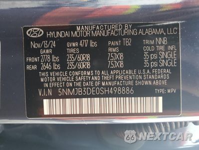 Zdjęcie 12 z 13 samochodu: 2025 HYUNDAI TUCSON SEL VIN:5NMJB3DE0SH498886 - miniatura