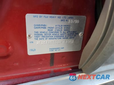 Zdjęcie 13 z 13 samochodu: 2001 SUBARU FORESTER S VIN:JF1SF65531H751391 - miniatura