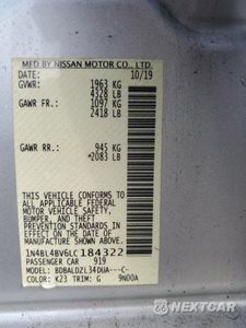 Zdjęcie 12 z 14 samochodu: 2020 NISSAN ALTIMA S VIN:1N4BL4BV6LC184322 - miniatura