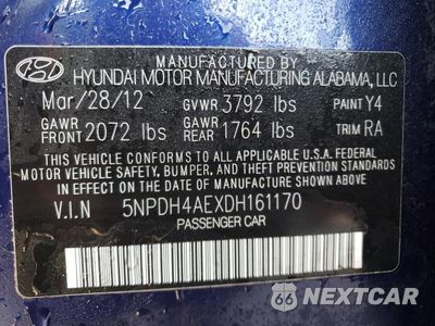 Zdjęcie 12 z 12 samochodu: 2013 HYUNDAI ELANTRA GLS VIN:5NPDH4AEXDH161170 - miniatura