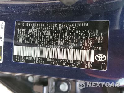 Zdjęcie 12 z 13 samochodu: 2024 TOYOTA COROLLA LE VIN:5YFB4MDE8RP168580 - miniatura