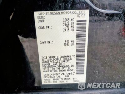 Zdjęcie 13 z 13 samochodu: 2019 NISSAN ALTIMA SL VIN:1N4BL4EV3KC203967 - miniatura