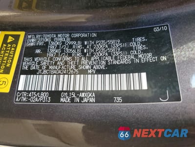 Zdjęcie 12 z 12 samochodu: 2010 LEXUS RX 450H VIN:JTJBC1BA0A2412675 - miniatura