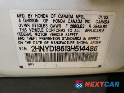 Zdjęcie 13 z 13 samochodu: 2003 ACURA MDX TOURING VIN:2HNYD18613H514486 - miniatura