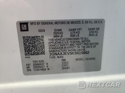 Zdjęcie 13 z 15 samochodu: 2019 CHEVROLET EQUINOX LT VIN:3GNAXJEV5KS616662 - miniatura