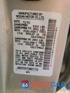 Zdjęcie 13 z 15 samochodu: 2003 NISSAN PATHFINDER LE VIN:JN8DR09Y73W821716 - miniatura