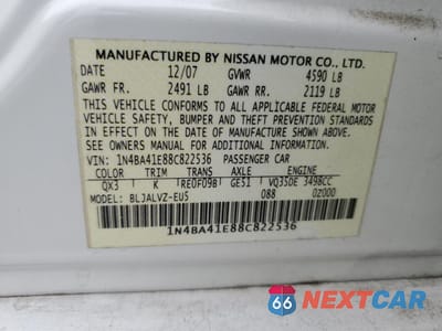 Zdjęcie 13 z 15 samochodu: 2008 NISSAN MAXIMA SE VIN:1N4BA41E88C822536 - miniatura