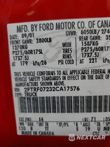Zdjęcie 12 z 12 samochodu: 2002 FORD F150 VIN:2FTRF07232CA17576 - miniatura