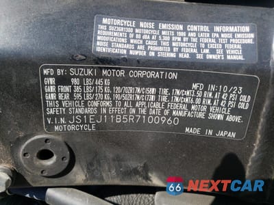 Zdjęcie 9 z 9 samochodu: 2024 SUZUKI GSX1300 RR VIN:JS1EJ11B5R7100960 - miniatura