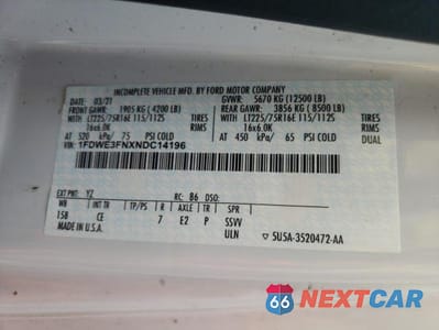 Zdjęcie 13 z 13 samochodu: 2022 FORD ECONOLINE E350 SUPER DUTY CUTAWAY VAN VIN:1FDWE3FNXNDC14196 - miniatura