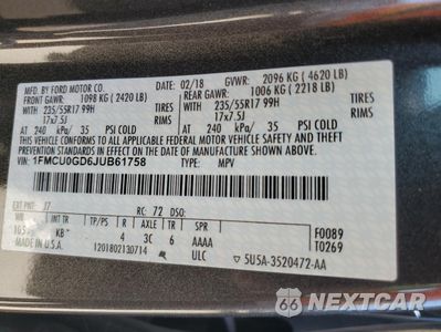 Zdjęcie 13 z 13 samochodu: 2018 FORD ESCAPE SE VIN:1FMCU0GD6JUB61758 - miniatura