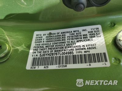 Zdjęcie 12 z 12 samochodu: 2007 HONDA ELEMENT EX VIN:5J6YH28767L004985 - miniatura