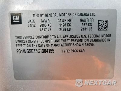 Zdjęcie 13 z 15 samochodu: 2012 CHEVROLET IMPALA LT VIN:2G1WG5E33C1304155 - miniatura