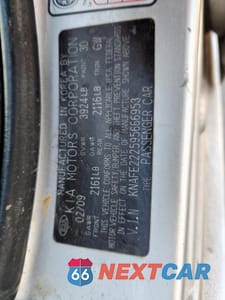 Zdjęcie 12 z 13 samochodu: 2009 KIA SPECTRA EX VIN:KNAFE222595666953 - miniatura