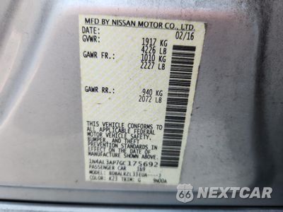 Zdjęcie 13 z 14 samochodu: 2016 NISSAN ALTIMA 2.5 VIN:1N4AL3AP7GC175692 - miniatura