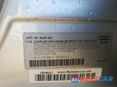 Zdjęcie 12 z 12 samochodu: 2007 AUDI A4 2.0T QUATTRO VIN:WAUDF78E57A039323 - miniatura