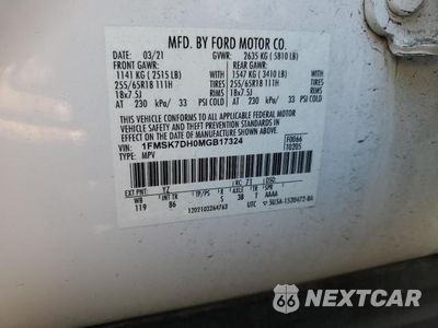Zdjęcie 12 z 12 samochodu: 2021 FORD EXPLORER XLT VIN:1FMSK7DH0MGB17324 - miniatura