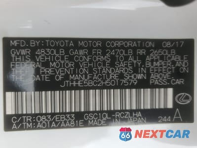 Zdjęcie 13 z 14 samochodu: 2017 LEXUS RC 350 VIN:JTHHE5BC2H5017579 - miniatura