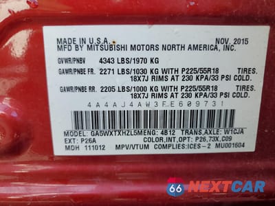 Zdjęcie 14 z 14 samochodu: 2015 MITSUBISHI RVR GT VIN:4A4AJ4AW3FE609731 - miniatura