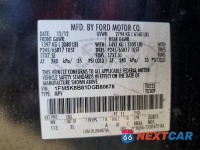 Zdjęcie 13 z 13 samochodu: 2013 FORD EXPLORER VIN:1FM5K8B81DGB80678 - miniatura