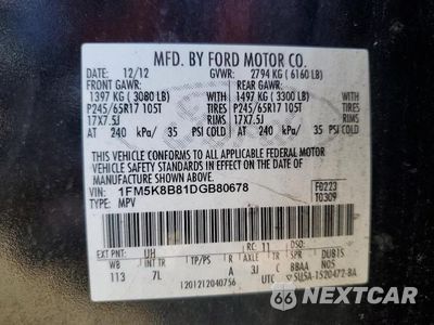 Zdjęcie 13 z 13 samochodu: 2013 FORD EXPLORER VIN:1FM5K8B81DGB80678 - miniatura